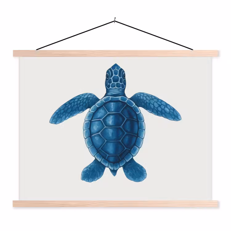 Schoolplaat - Schildpad - Blauw - Schild — 1