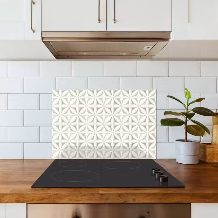 Spatscherm keuken - Abstract - Structuur - Grijs - Wit — 6