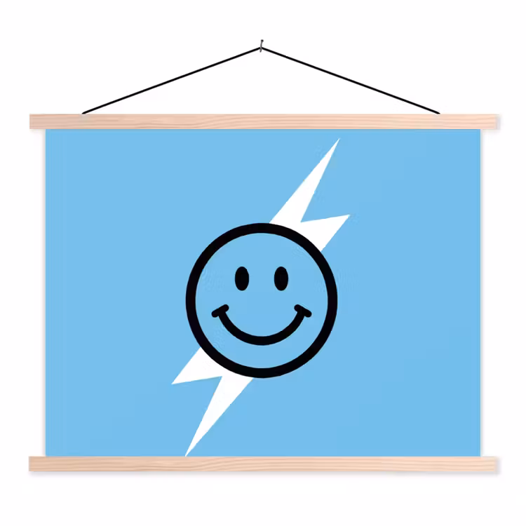 Schoolplaat - Smiley - Blauw - Bliksem — 1