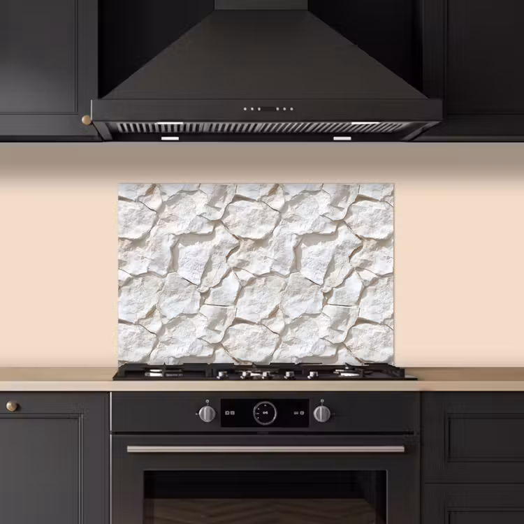 Spatscherm keuken - Structuur - Rots - Wit — 2
