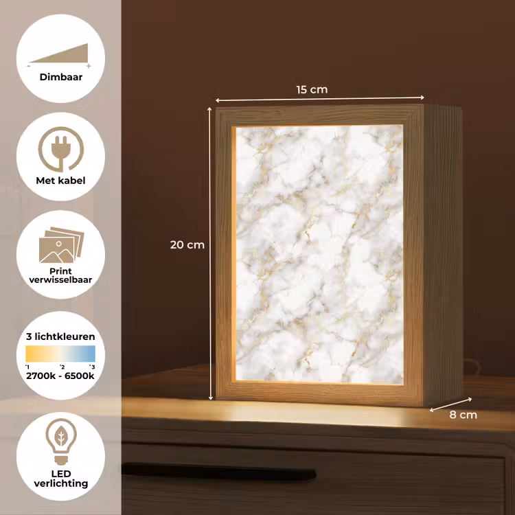 Tafellamp - Gouden aders - Marmer - Wit — 7