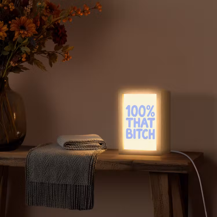 Tafellamp - 100% that bitch - Blauw - Wit — 2