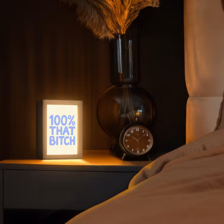 Tafellamp - 100% that bitch - Blauw - Wit — 3