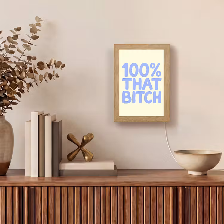Tafellamp - 100% that bitch - Blauw - Wit — 4