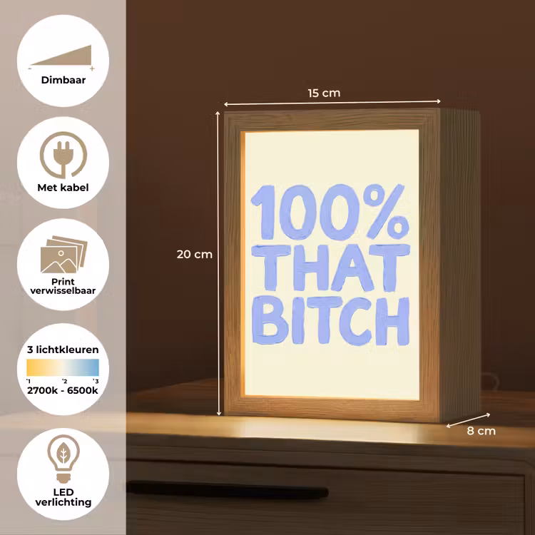 Tafellamp - 100% that bitch - Blauw - Wit — 7
