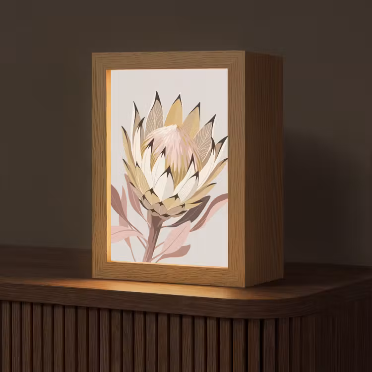 Tafellamp - Protea - Bloem - Botanisch - Beige — 1
