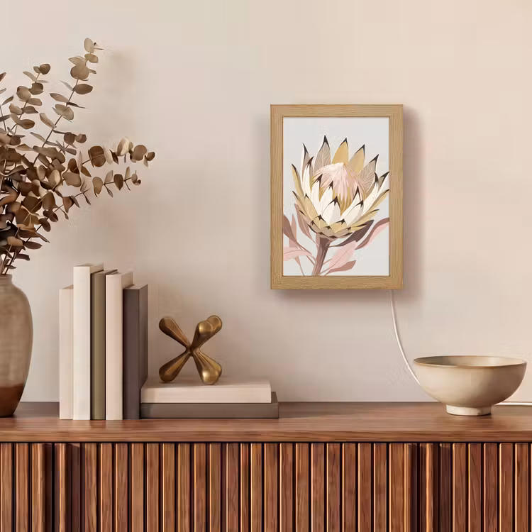 Tafellamp - Protea - Bloem - Botanisch - Beige — 4