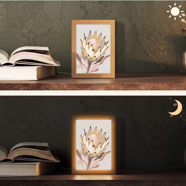 Tafellamp - Protea - Bloem - Botanisch - Beige — 5