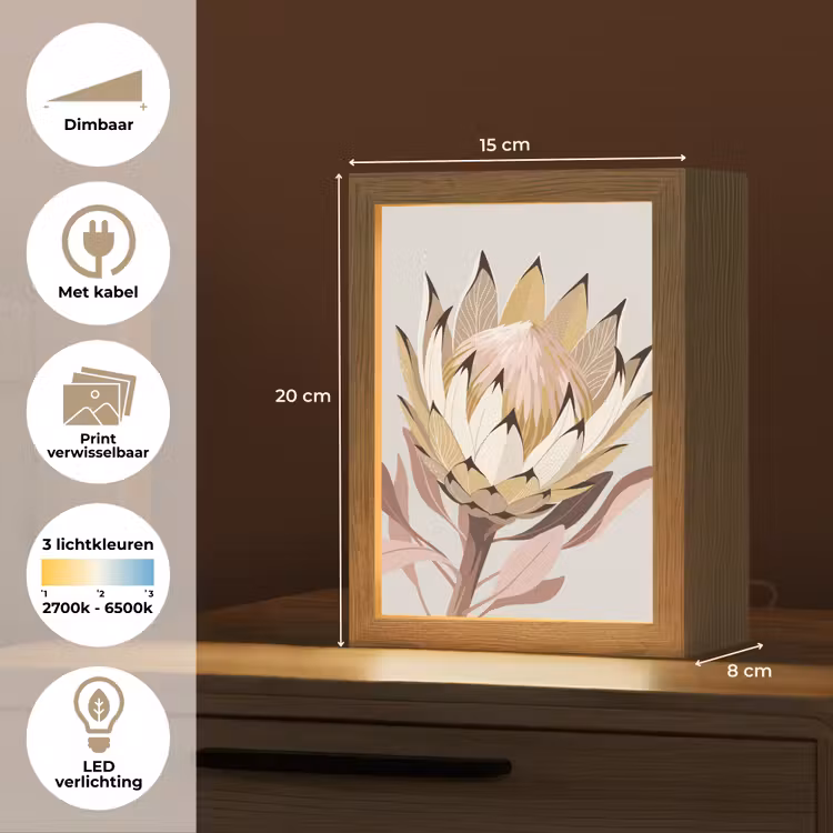 Tafellamp - Protea - Bloem - Botanisch - Beige — 7