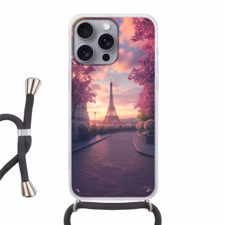 Telefoonhoesje crossbody - Eiffeltoren - Parijs - Roze — 1