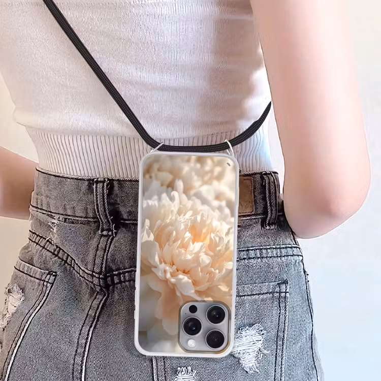 Telefoonhoesje crossbody - Close up - Pioenroos - Lichtroze — 5