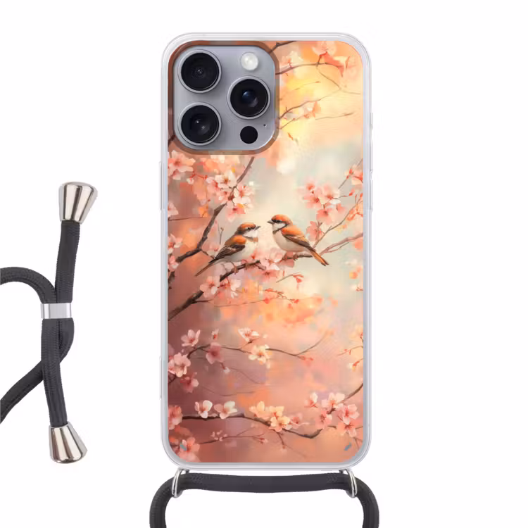 Telefoonhoesje crossbody - Vogels - Romantic - Bloesemtak — 1