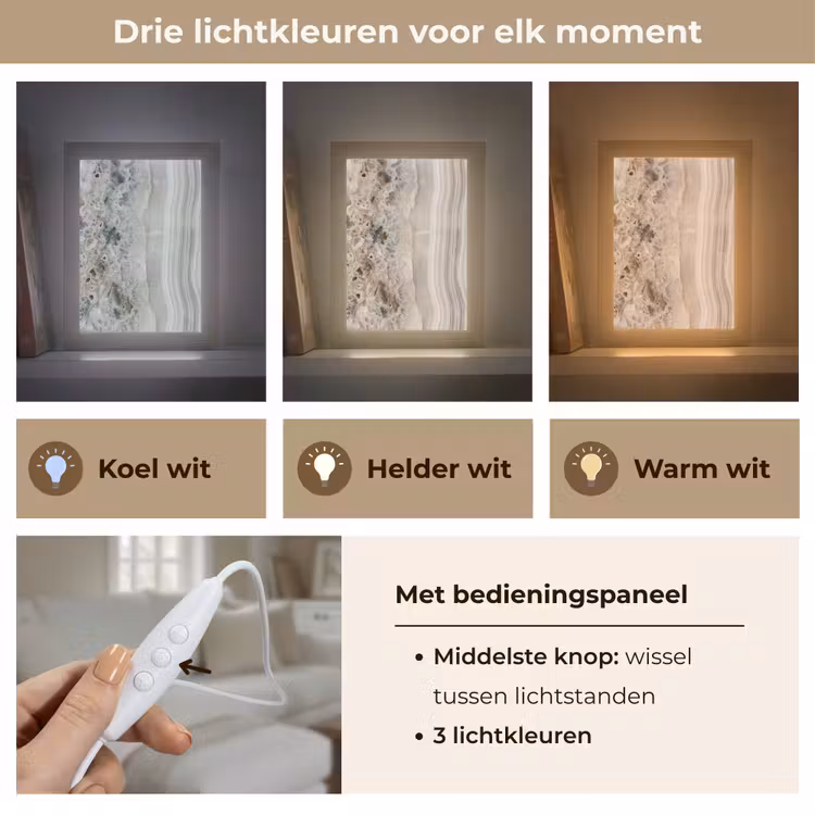 Tafellamp - Steen - Textuur - Abstract - Beige - Wit — 6