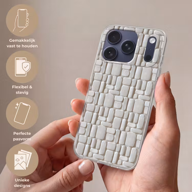 Telefoonhoesje - Reliëf - Structuur - Wit — 4