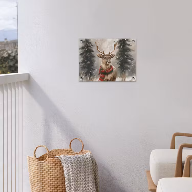 Tuinposter - Winter - Bos - Rendier - Donker — 3
