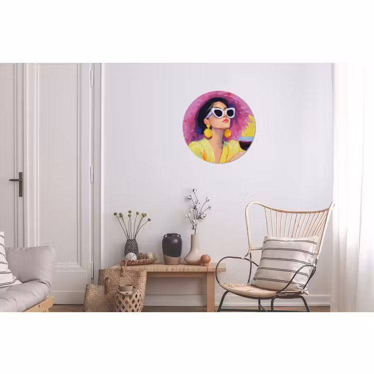Wandcirkel - Aluminium - Vrouw - Hoed - Paars - Wijn — 2