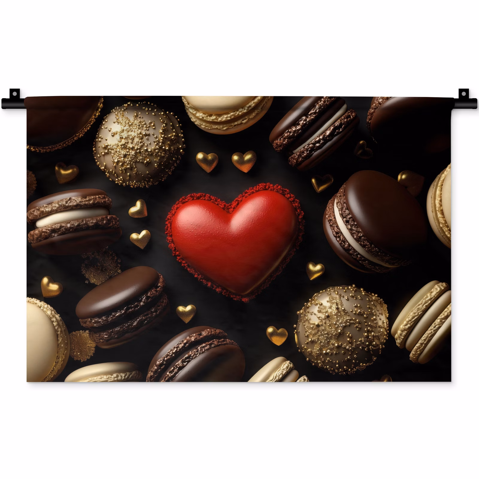 Wandkleed - Macarons - Rood - Hart — 1