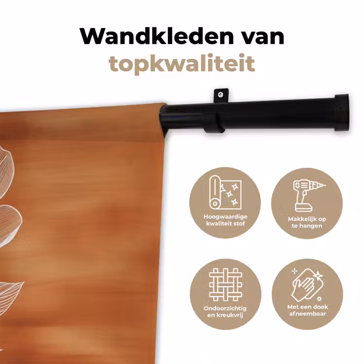 Wandkleed - Bloem - Minimalistisch - Wit — 3