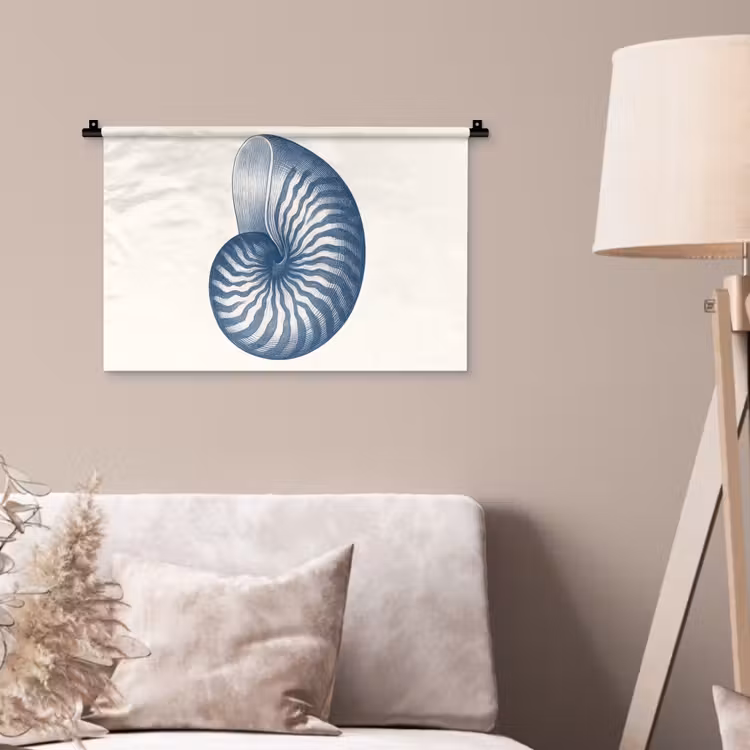 Wandkleed - Blauw - Schelp - Spiraal — 2