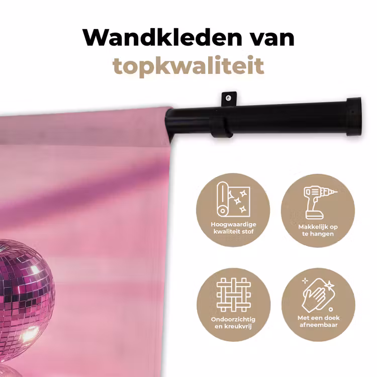 Wandkleed - Glitter - Discobol - Roze - Kersen — 3