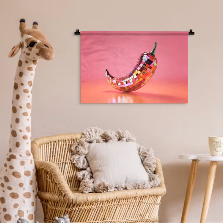 Wandkleed - Peper - Disco - Rood - Glitter — 5