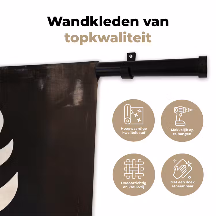 Wandkleed - Blad - Wit - Minimalistisch — 3