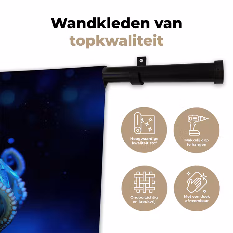 Wandkleed - Octopus - Stippen - Blauw - Zee — 3