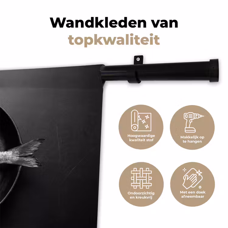 Wandkleed - Pan - Vis - Zwart - Wit — 3