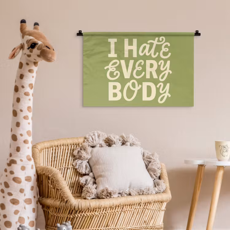 Wandkleed - I hate everybody - Groen - Retro — 5