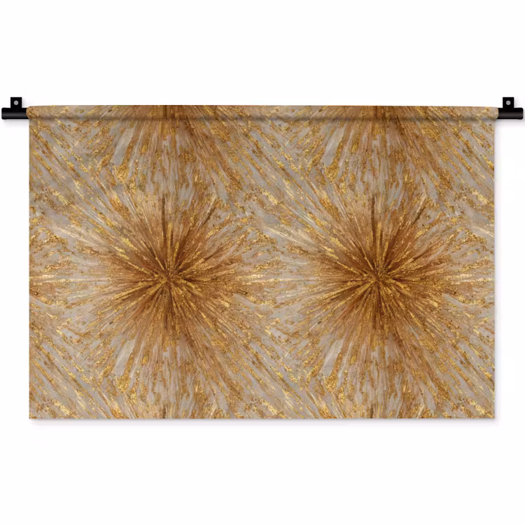 Wandkleed - Explosie - Abstract - Goud - Wit — 1