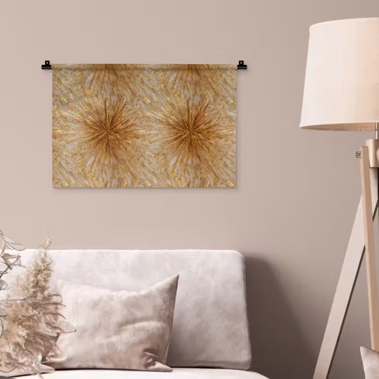Wandkleed - Explosie - Abstract - Goud - Wit — 2