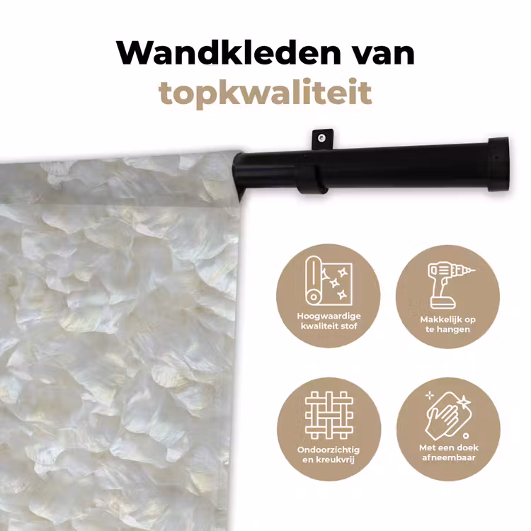 Wandkleed - Parelmoerglans - Wit - Schelp — 3