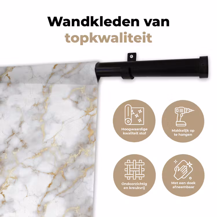 Wandkleed - Gouden aders - Marmer - Wit — 3