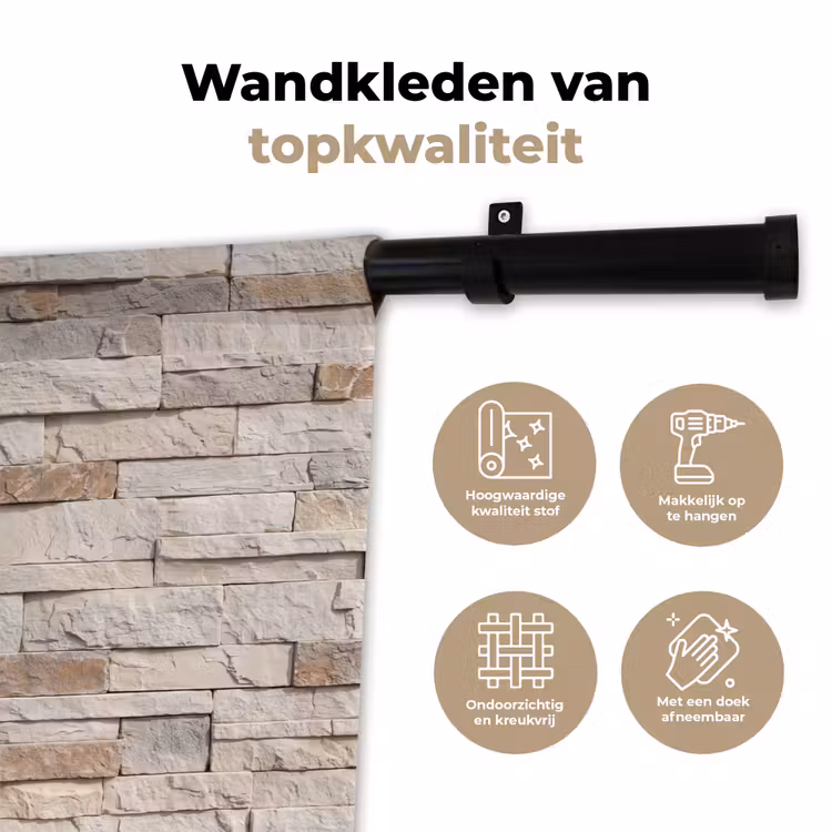 Wandkleed - Steen - Muur - Textuur - Rustiek - Beige — 3