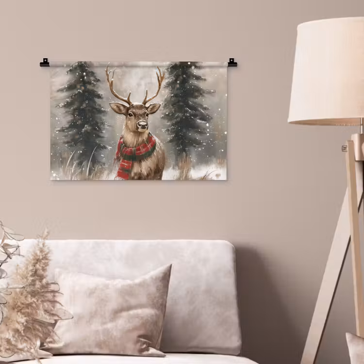 Wandkleed - Winter - Bos - Rendier - Donker — 2