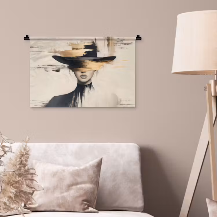 Wandkleed - Vrouw - Hoed - Verf — 2