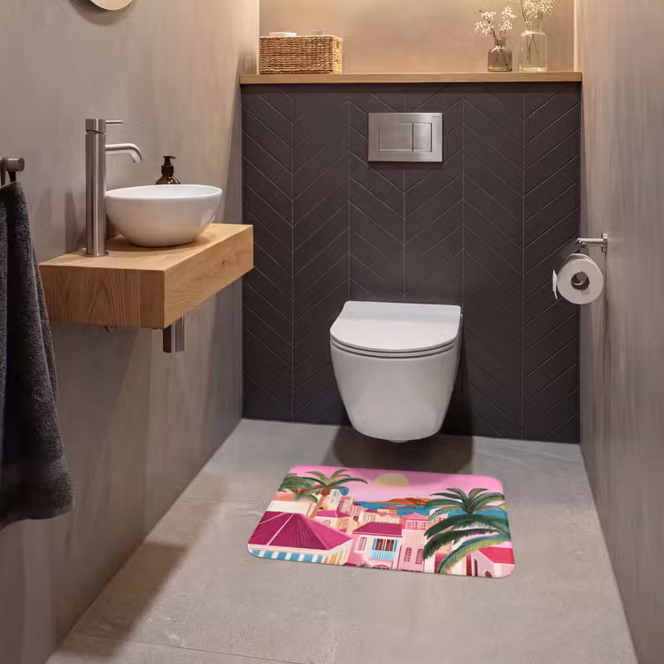WC Mat - Stad - Roze - Palmbomen — 2