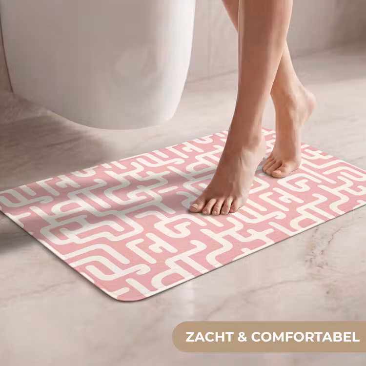 WC Mat - Doolhofpatroon - Roze - Wit - Abstract — 7