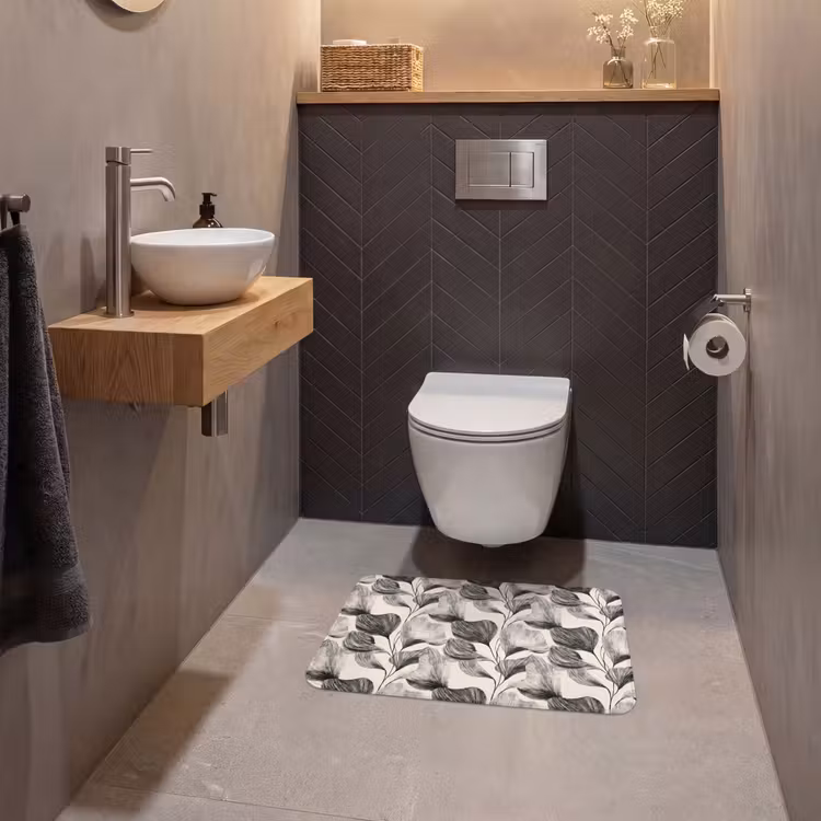 WC Mat - Botanisch - Bladeren - Zwart — 2