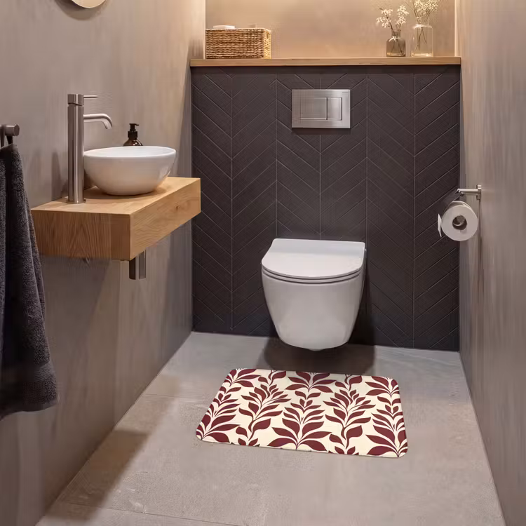 WC Mat - Abstract - Bladeren - Burgundy — 2