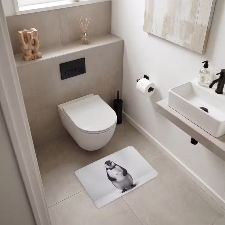 WC Mat - Pinguïn - WC rol - Wit — 6
