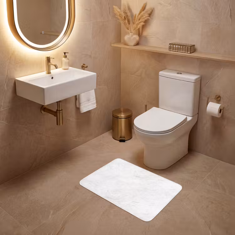 WC Mat - Wit - Marmer - Grijze aders — 4