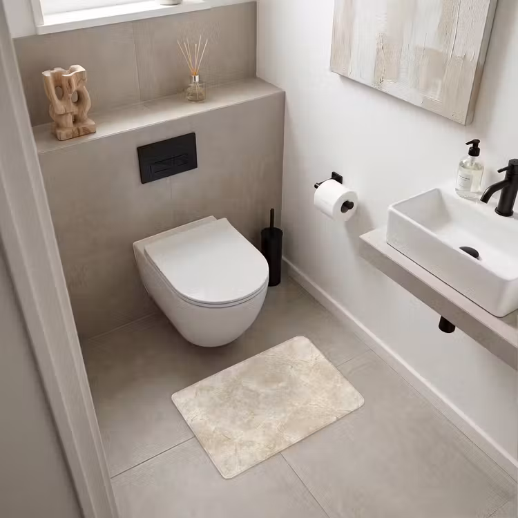 WC Mat - Lichtbeige - Marmer - Aders — 6