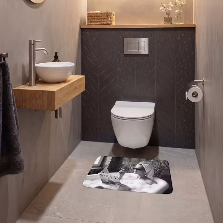WC Mat - Relaxt - Bad - Zwart - Wit — 2