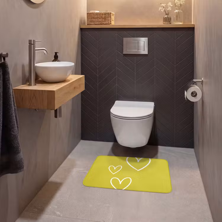 WC Mat - Groen - Hartjes - Wit — 2