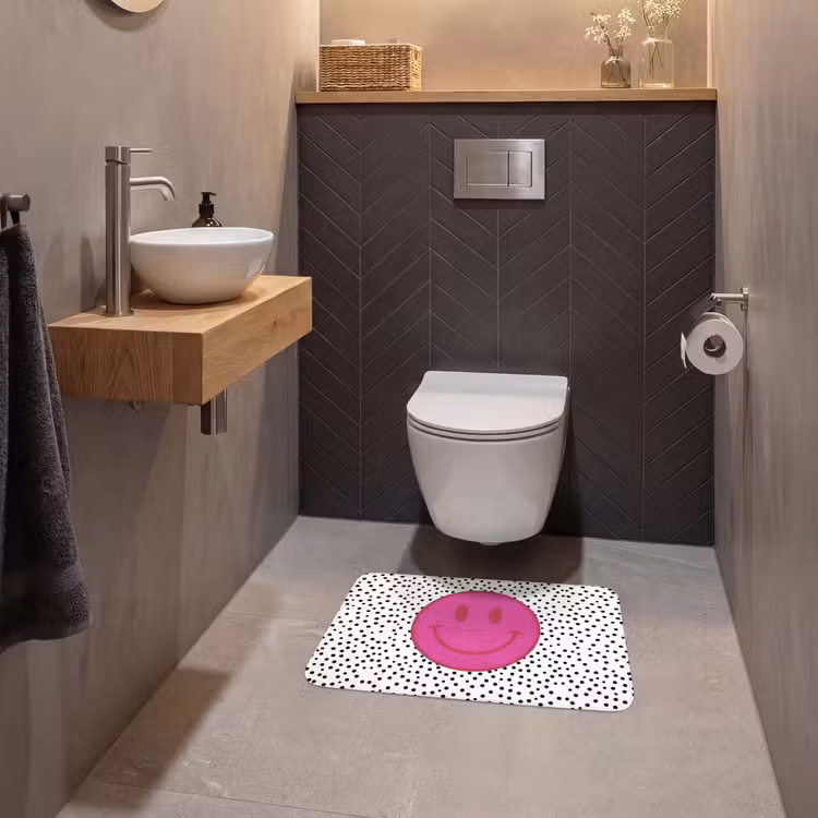 WC Mat - Smiley - Roze - Stippen — 2