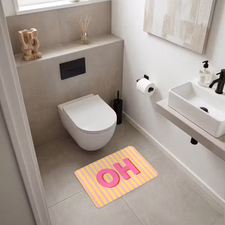 WC Mat - Tekst - Strepen - Roze — 6