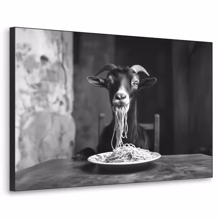 Art Frame - Geit - Bord - Spaghetti - Zwart Wit
