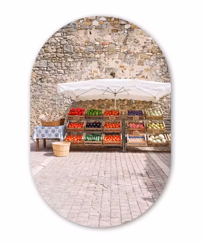 Muurovaal - Glas - Eten - Markt - Vers