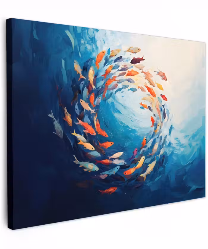 Canvas schilderij - Zee - Vissen - Kleurrijk - Dynamisch